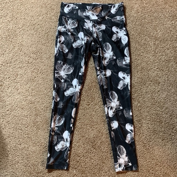 Jockey Leggings Size Small floral design black gray and white good condition - Picture 1 of 7